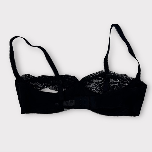 Oh La La Cherie Black Lace Satin Shelf Bra Large New - Picture 4 of 6